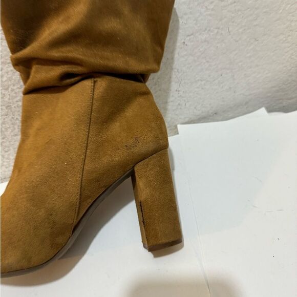 Bebe Savita Tan Dressy Block Heel Boot Shoes - Picture 8 of 12